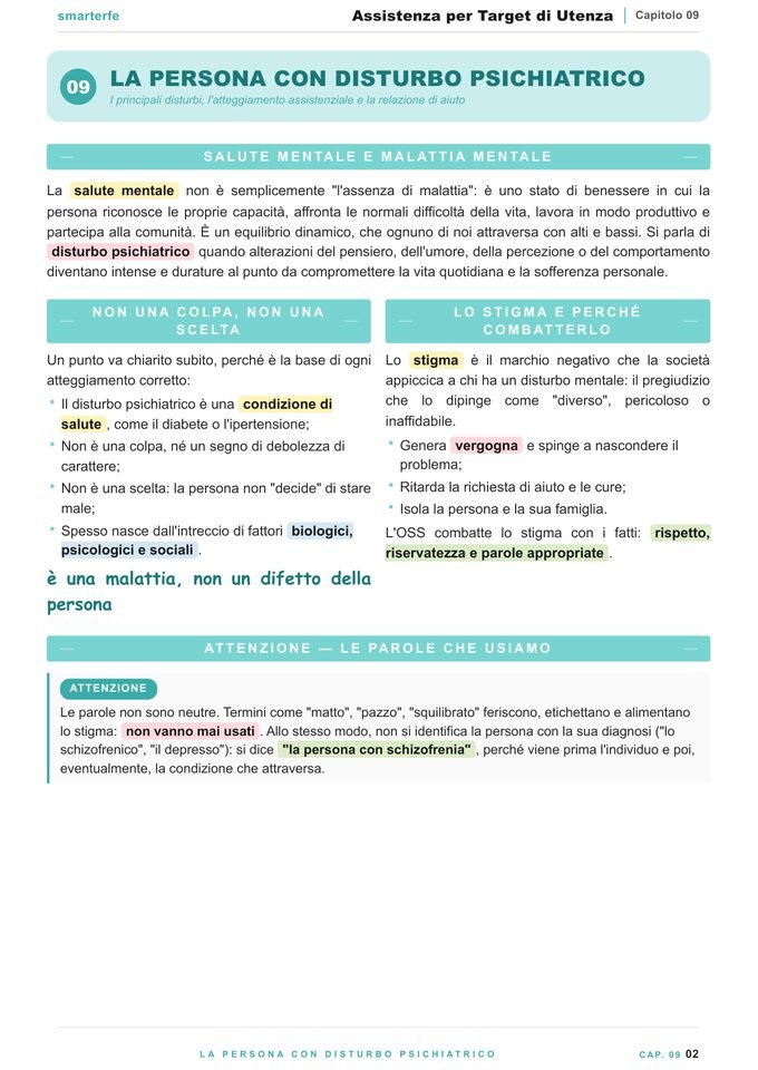 Pagina del Manuale Assistenza per Target: la persona con disturbo psichiatrico