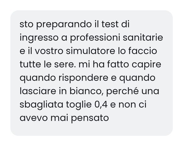 Messaggio di uno studente che sta preparando il test