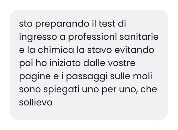 Messaggio di uno studente che sta preparando il test