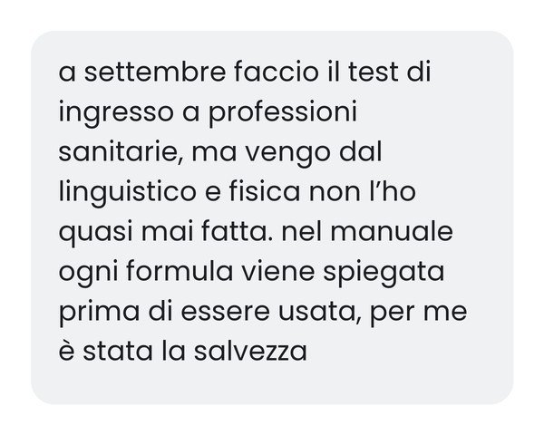 Messaggio di uno studente che sta preparando il test