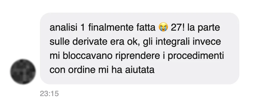 Messaggio di uno studente dopo l'esame