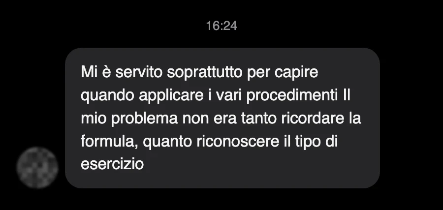 Messaggio di uno studente dopo l'esame