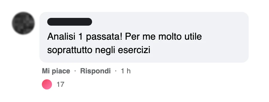 Messaggio di uno studente dopo l'esame