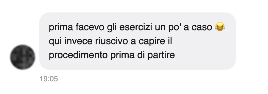 Messaggio di uno studente dopo l'esame