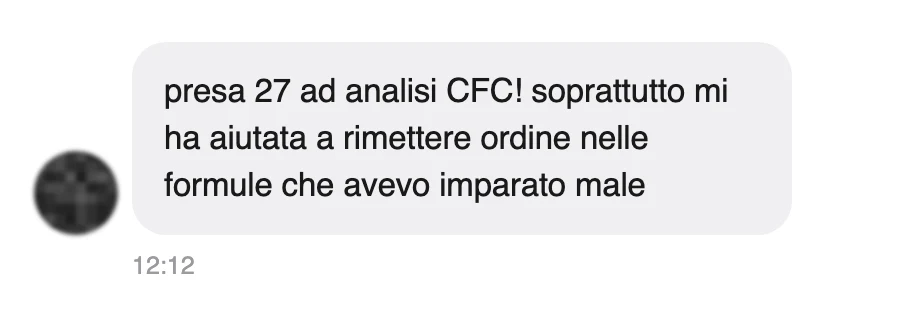 Messaggio di uno studente dopo l'esame