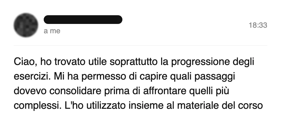 Messaggio di uno studente dopo l'esame