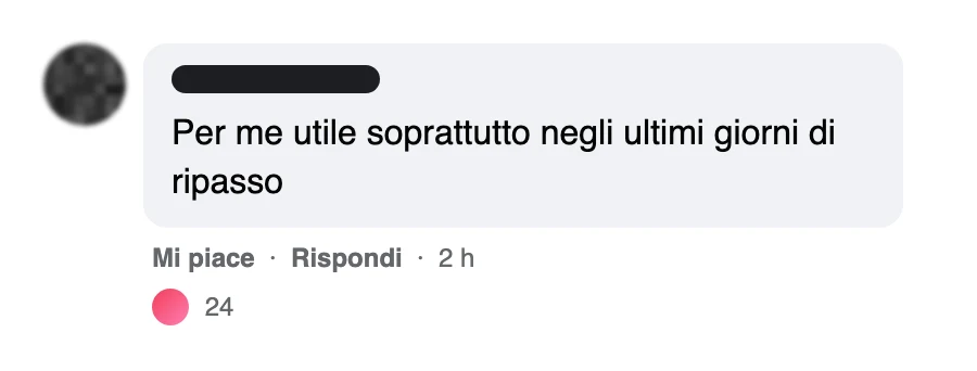 Messaggio di uno studente dopo l'esame