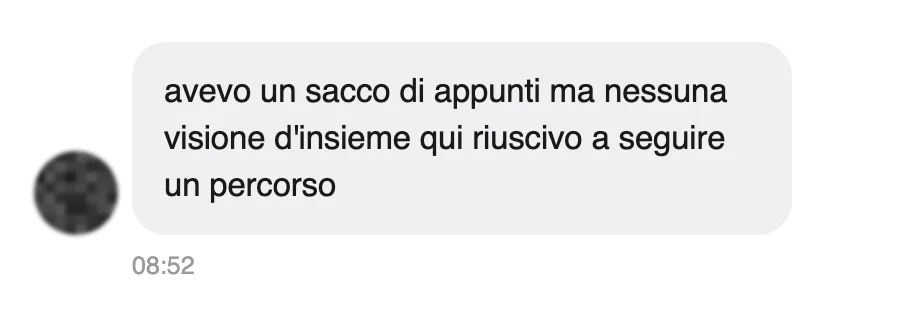 Messaggio di uno studente dopo l'esame