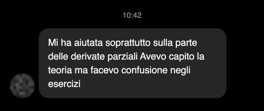 Messaggio di uno studente dopo l'esame