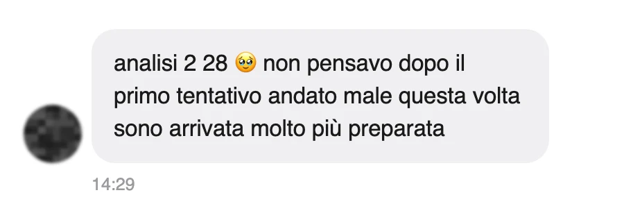 Messaggio di uno studente dopo l'esame