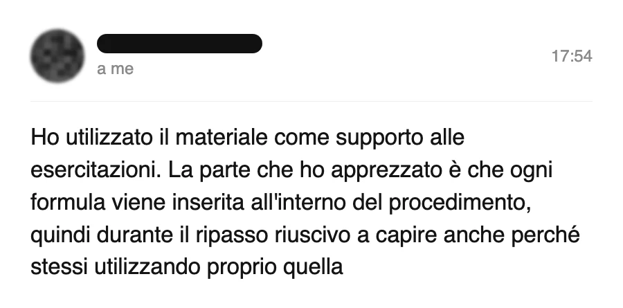 Messaggio di uno studente dopo l'esame