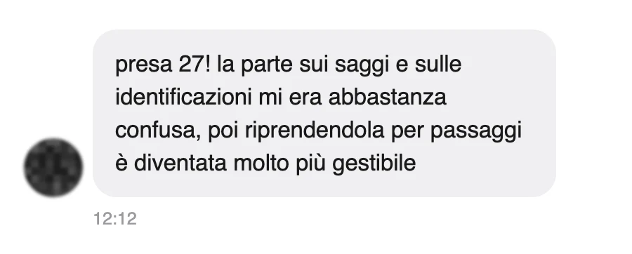 Messaggio di uno studente dopo l'esame