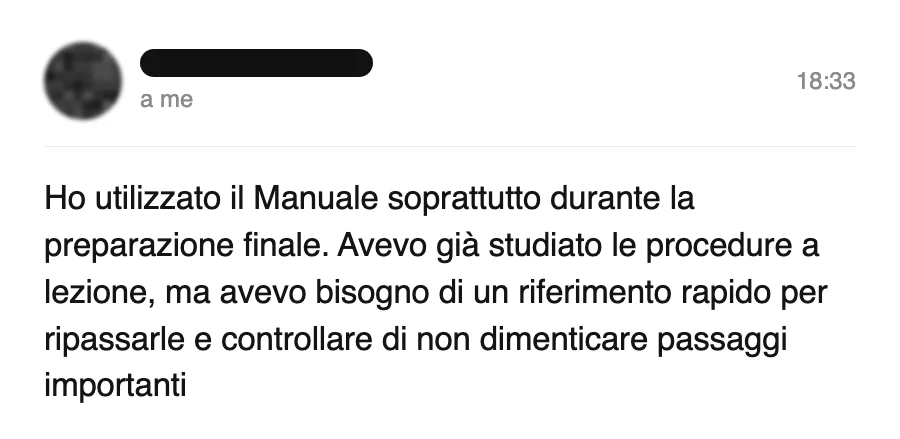 Messaggio di uno studente dopo l'esame