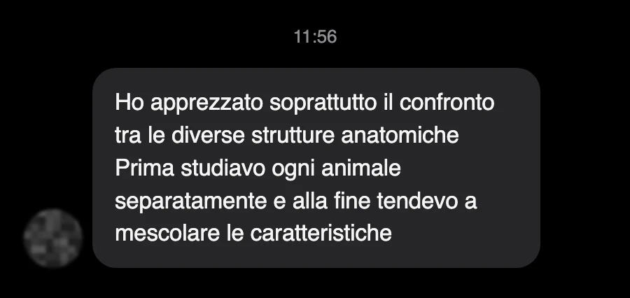 Messaggio di uno studente dopo l'esame