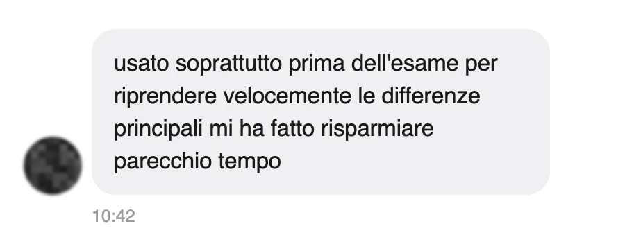 Messaggio di uno studente dopo l'esame