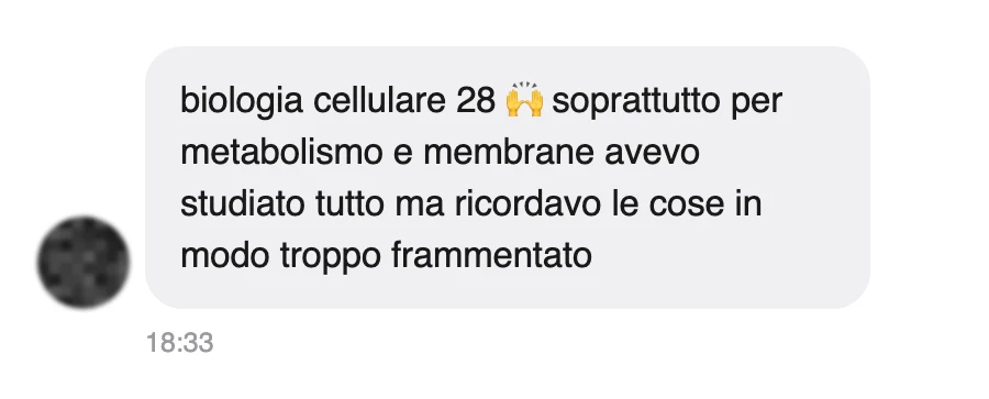 Messaggio di uno studente dopo l'esame
