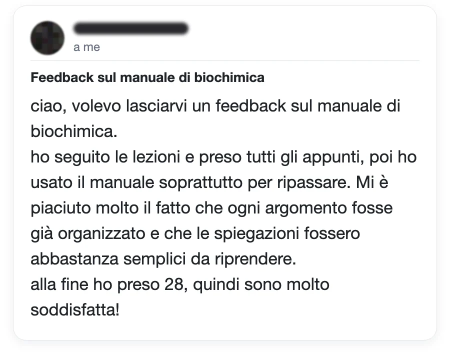 Messaggio di uno studente dopo l'esame
