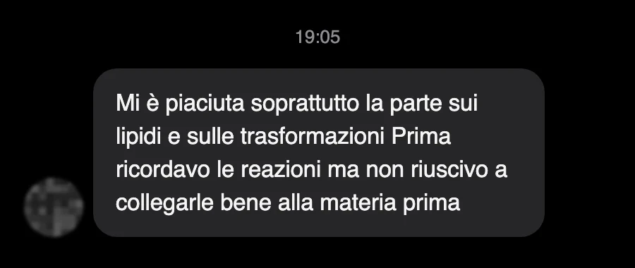 Messaggio di uno studente dopo l'esame