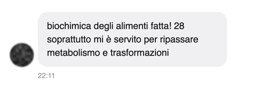 Messaggio di uno studente dopo l'esame