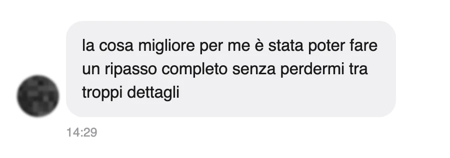Messaggio di uno studente dopo l'esame