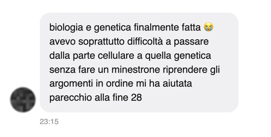 Messaggio di uno studente dopo l'esame