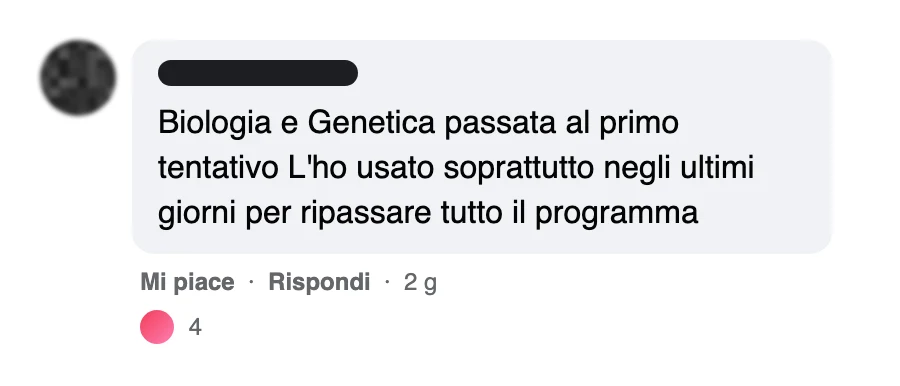 Messaggio di uno studente dopo l'esame