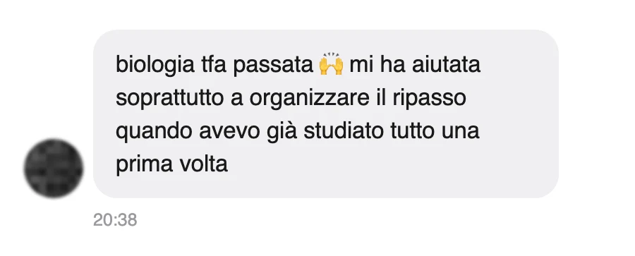 Messaggio di uno studente dopo l'esame