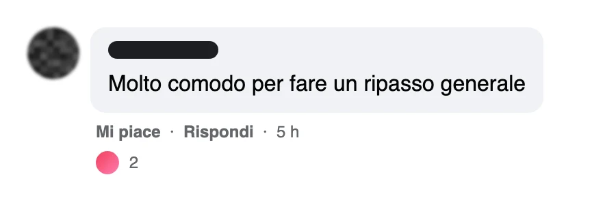 Messaggio di uno studente dopo l'esame