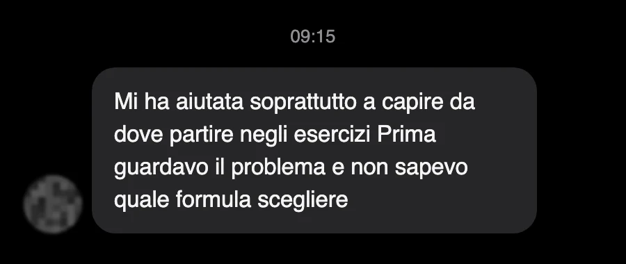 Messaggio di uno studente dopo l'esame