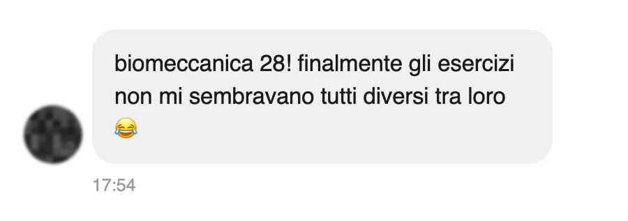 Messaggio di uno studente dopo l'esame