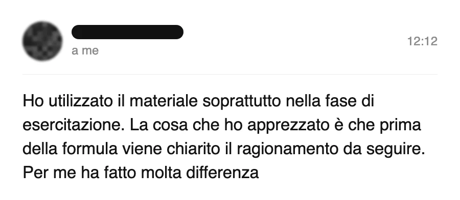 Messaggio di uno studente dopo l'esame