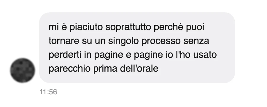 Messaggio di uno studente dopo l'esame