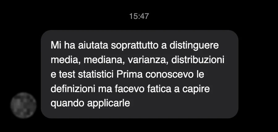 Messaggio di uno studente dopo l'esame