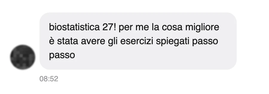 Messaggio di uno studente dopo l'esame
