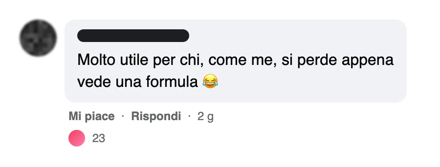 Messaggio di uno studente dopo l'esame