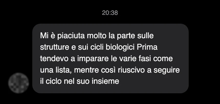 Messaggio di uno studente dopo l'esame