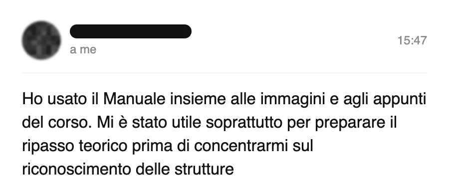 Messaggio di uno studente dopo l'esame