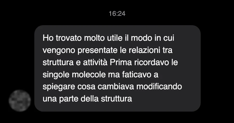 Messaggio di uno studente dopo l'esame
