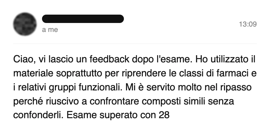 Messaggio di uno studente dopo l'esame