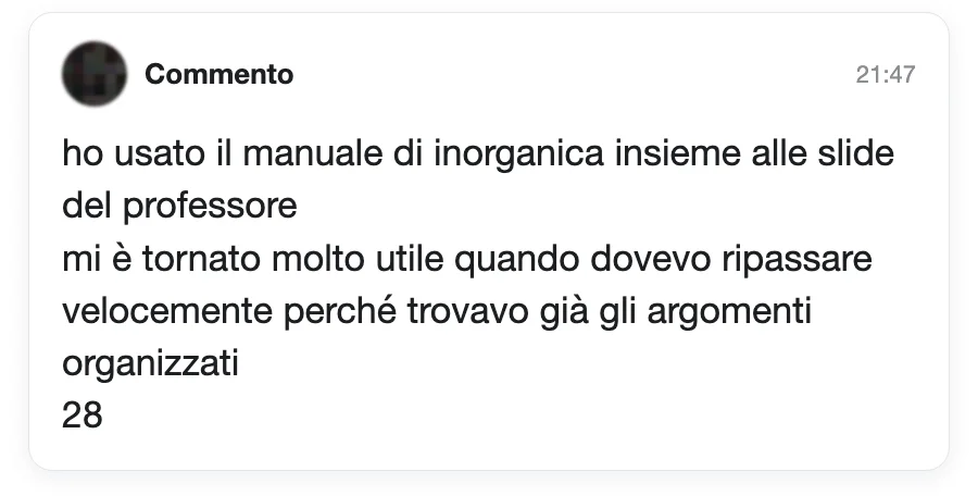 Messaggio di uno studente dopo l'esame