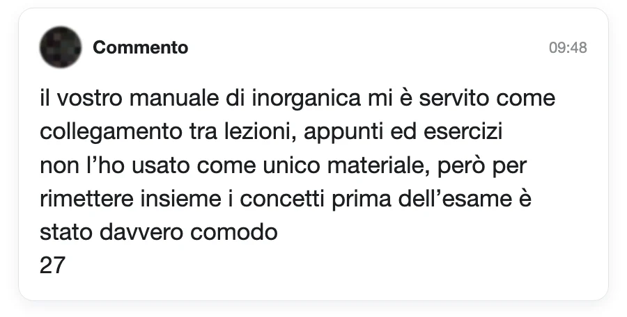 Messaggio di uno studente dopo l'esame
