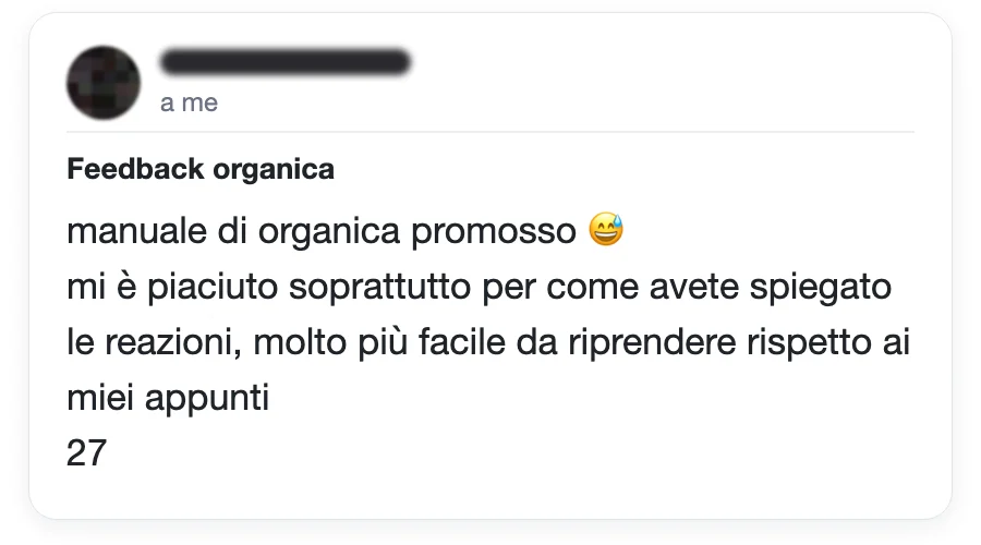 Messaggio di uno studente dopo l'esame