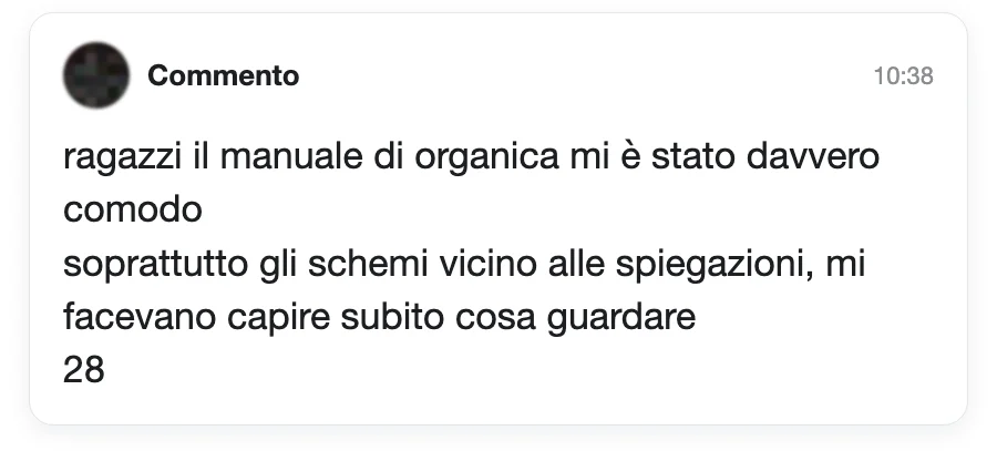 Messaggio di uno studente dopo l'esame