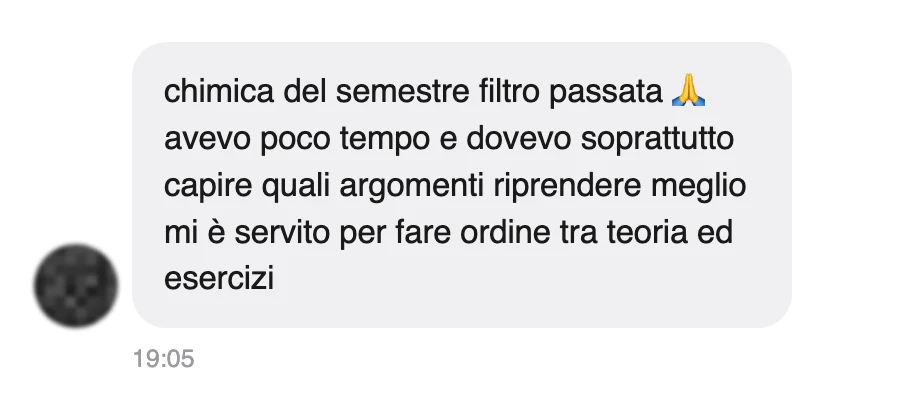 Messaggio di uno studente dopo l'esame