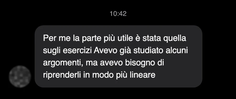 Messaggio di uno studente dopo l'esame