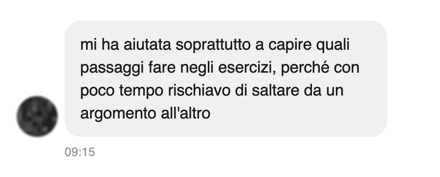 Messaggio di uno studente dopo l'esame