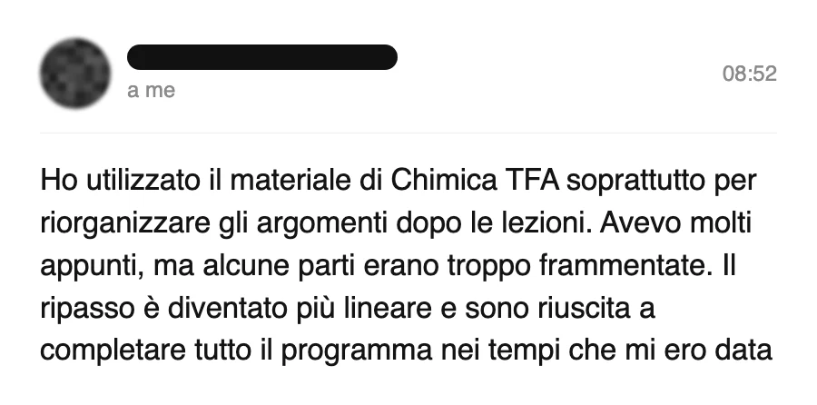 Messaggio di uno studente dopo l'esame