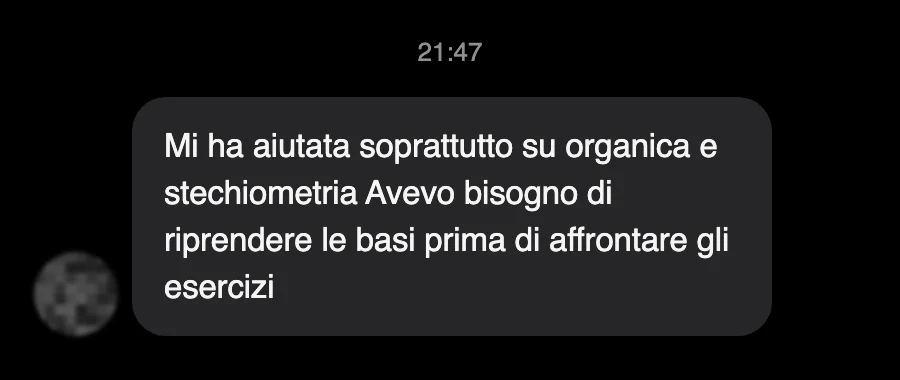 Messaggio di uno studente dopo l'esame