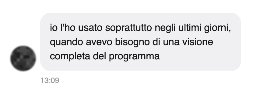 Messaggio di uno studente dopo l'esame