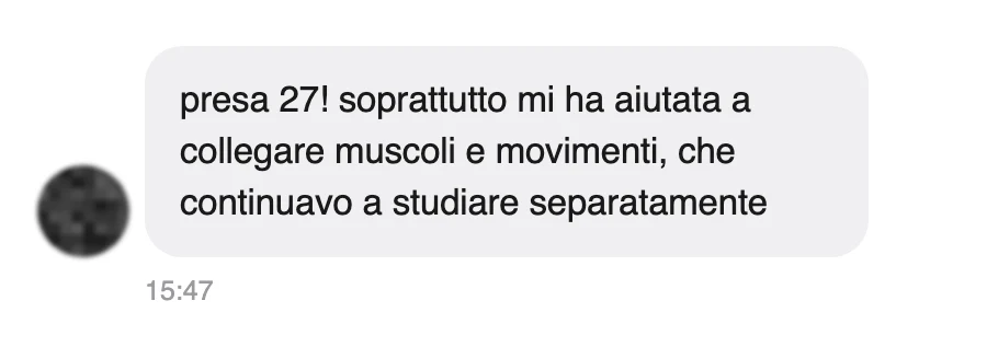 Messaggio di uno studente dopo l'esame